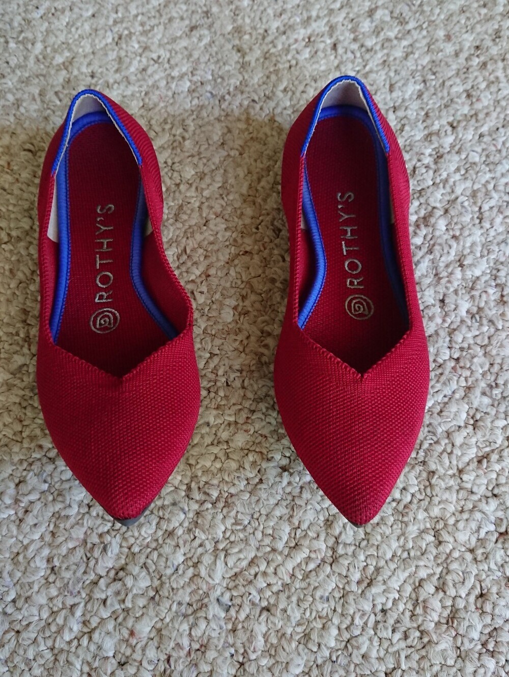 Rothy's The Point chili red pointed-toe flats size 6